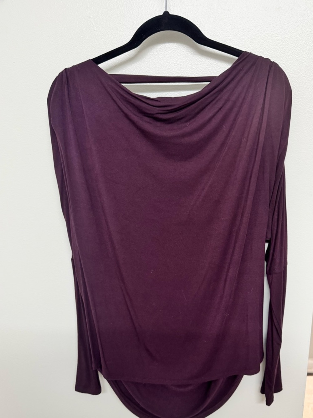 Women's Draped Long-Sleeve Top in Plum